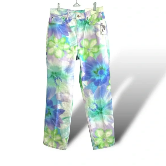 BDG by Urban Outfitters Cowboy Jeans Watercolor Floral Tie-Dye High Rise 31 - Picture 11 of 16